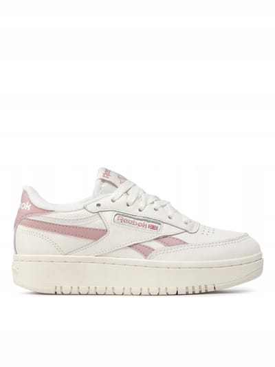 Reebok Club C Double - Dames Sneakers - Ecru - Roze - Lederen Bovenkant