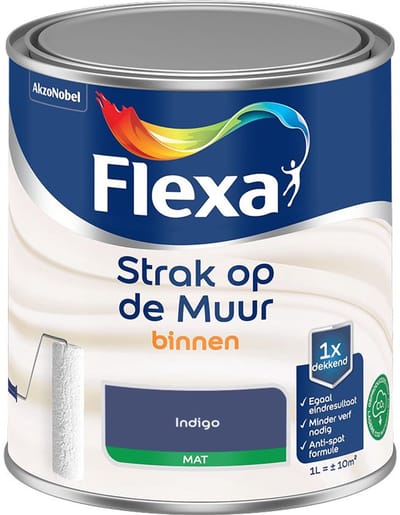 Flexa - Strak Op De Muur Binnen Mat - Indigo - Mengverf - 1 L