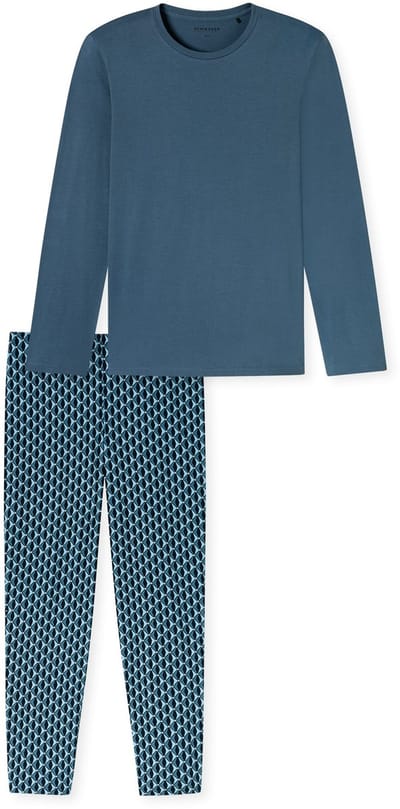 Pyjama heren Katoen lange mouw- Atlantic Blue - Zonder boordjes - 58 - Blauw
