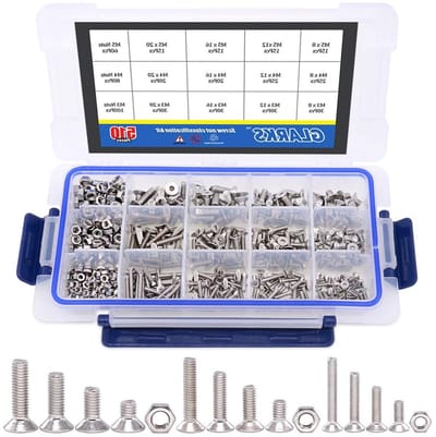 510 Stuks M3 M4 M5 304 RVS Platte Hoofd Verzinkte Schroeven en Moeren Set met Zeskant Aandrijving voor Diverse Toepassingen