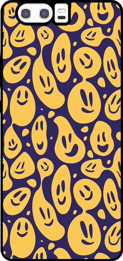 Smartphonica Telefoonhoesje Geschikt voor Huawei P10 met smiley opdruk - TPU backcover case emoji design - Paars Geel geschikt voor Huawei P10