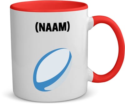 Akyol - rugby met eigen naam koffiemok - theemok - rood - Rugby - rugbyer - sport - 350 ML inhoud
