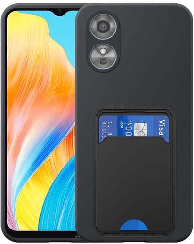 Geschikt voor Oppo A18 / A38 Telefoonhoesje met TPU Pasjeshouder - Flexible Back Cover Case Siliconen TPU with Cardslot - Zwart - Smartphonica geschikt voor Oppo A18;Oppo A38