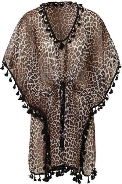 Overtop Dames Beach Zomerjurkje Kaftan Leopard One Size
