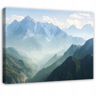 WALLARENA - Canvas schilderij - 100x70 cm - afbeelding van bergen en natuur voor woonkamer, slaapkamer en keuken
