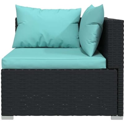 vidaXL - 7-delige - Loungeset - met - kussens - poly - rattan - zwart