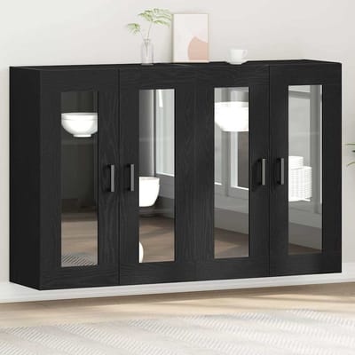 vidaXL - Wandkasten - 2 - st - Zwart - Eiken - 69,5 - x - 34 - x - 90 - cm - Bewerkt - hout