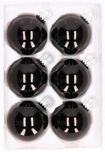Cosy & Trendy Kerstballen - 6 stuks - zwart - glas - 7 cm