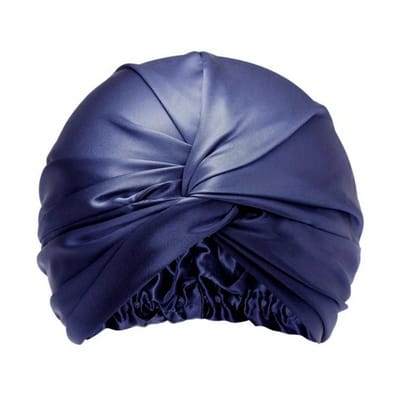 Livano Zijden Slaapmuts - Satijnen Nachtmuts - Silk Bonnet - Sleep Cap - Haarverzorging - Satin - Verstelbaar - Voor Zacht & Stralend Haar - Marineblauw