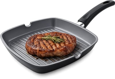 Swiss Haus® BGP24B Grillpan Inductie - Ø 24 cm - PFAS Vrij - Grill Pan Met Sapphire™ Antiaanbaklaag - Vleespan Geschikt Voor Alle Warmtebronnen - Zwart