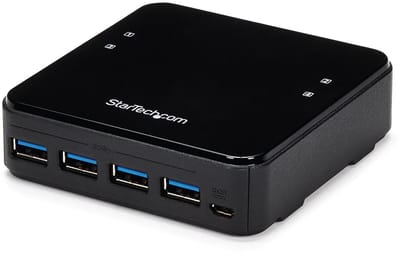 StarTech.com 4X4 USB 3.0 Peripheral Sharing Schakelaar - For Mac / Windows / Linux - Schakelaar - 4 ports USB hub - 4 - USB 3.0 - Zwart