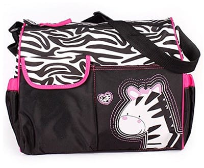 Waterdichte luiertas voor ouders - Schoudertas met verschoningsmat in zebra- en roze patroon