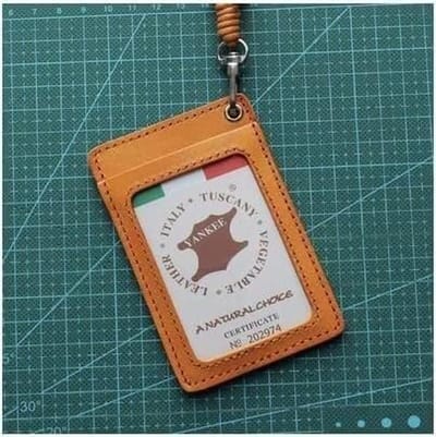 Kaarthouders Badge - ID Cases - Kantoor Werk - Echt Rundleer - Nek Lanyard - Groen Geel