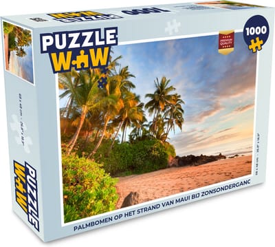 Puzzel Palmbomen op het strand van Maui bij zonsondergang - Legpuzzel - Puzzel 1000 stukjes volwassenen