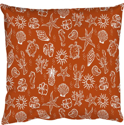 Sierkussens - Kussentjes Woonkamer - 50x50 cm - Zee - Zeepaardje - Kreeft - Bruin