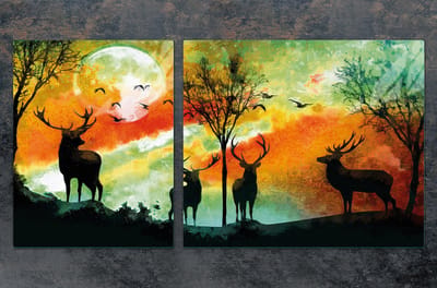 TMK ArtDeko - Glazen Snijplank en Beschermplaat - 100x52cm - Hert - Voor Alle Fornuizen