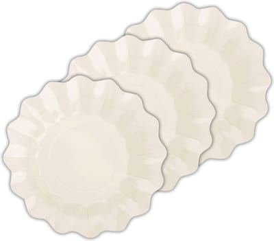 Givi Italia Feestbordjes - schulprand - 24x - ivoor wit - rond - papier/karton - 27cm - duurzaam - wegwerpbordjes - kinderfeestje