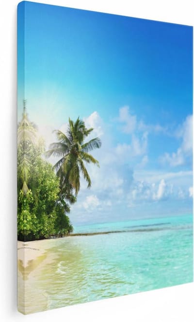Artaza Canvas Schilderij Zee - 30x40 cm - Klein - Wanddecoratie Strand - Muurdecoratie Palmbomen - Kamer Accessoires Woonkamer