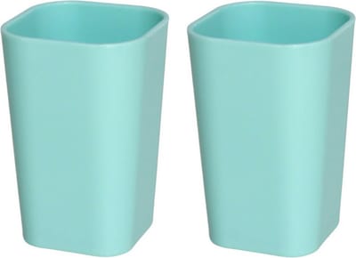 Gerim Badkamer tandenborstelhouder / drinkbeker - 2 st - kunststof - mintgroen - 7 x 11 cm