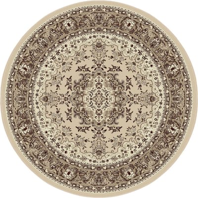 Nain Klassiek Medaillon - Rond - Laagpolig Oosters Vloerkleed - Vintage Tapijt - Creme- 160 CM Ø