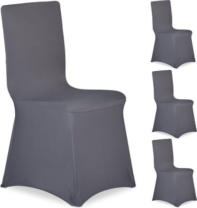 stoelhoezen - set van 4 - universeel - stretch - kerst - antraciet