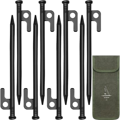 Set van 8 Sterke Tentstokken van 30 cm met Haak en Gat - Ideaal voor Kamperen, Tuin en Buitenactiviteiten