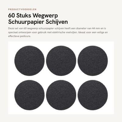 Dailygoods - 60 Stuks Wegwerp Schuurpapier Schijven voor Elektrische Voetvijl, 44mm