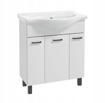 STAMAR - Badmeubel met Wastafel 75 Front Hoogglans Poten - Wit