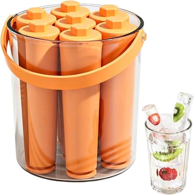 IJsstokbakje - IJsdrank maken - Cocktails koelen - Grote capaciteit - 7 ijsstokjes - Oranje