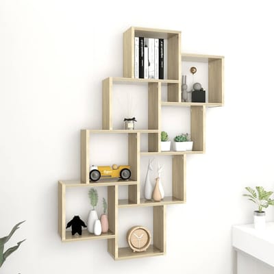 vidaXL - Wandschap - kubus - 90x15x119 - cm - bewerkt - hout - sonoma - eikenkleurig