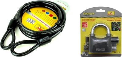 Staalkabel 1.5 m met alarm hangslot 100 db - fietsslot / kabelslot