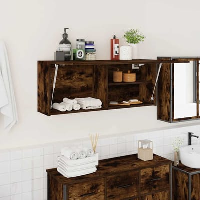 vidaXL - Badkamerwandkast - 100x25x40 - cm - bewerkt - hout - gerookt - eikenkleurig
