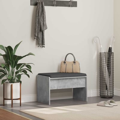 vidaXL - Hallenbank - met - kussen - Beton - Grijs - 63 - x - 38 - x - 40 - cm