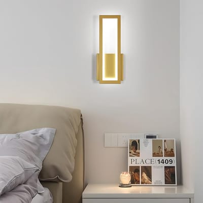 Haobosic - Moderne LED-wandlamp, 16W, 1800lm, acryl, 32cm, goud, geschikt voor slaapkamer, hal, woonkamer, koelwit licht 6500K