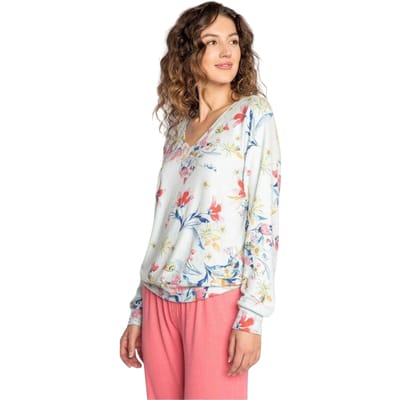 PJ Salvage Dames-T-shirt met lange mouwen en bloemmotief (Veelkleurig)