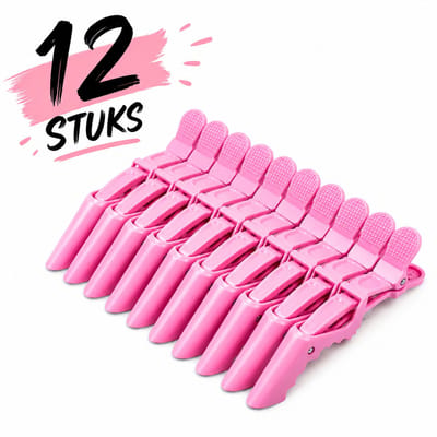 Haar in Stijl® 12 Krokodillen Haarklem Roze - Verdeelklem Sterk Dik Haar