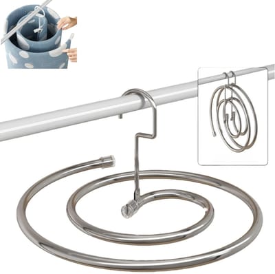 Spiraal droogrek voor kleding - Droogrek voor lakens - Ophangbaar droogrek voor kleding - Diameter 41,8 cm - Totale spiraallengte 2,2 m - Opvouwbaar - Geschikt voor het drogen van dekbedden, lakens en gordijnen - zilver