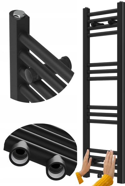 Granitan Badkamerradiator Raven - 100x30cm - Zwart - Ladderverwarming - Handdoekradiator