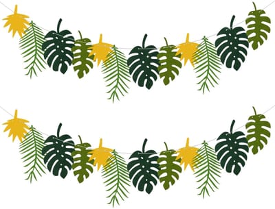 Dailygoods- Verjaardagsslinger Herbruikbaar - Jungle Decoratie - Bladeren Slinger - Vilt - 2 Stuks - Touwlengte 2,5 m - Feestdecoratie