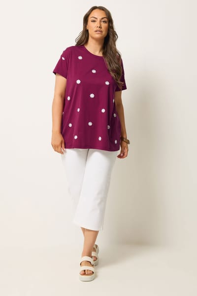 Yours Roze Tshirt Met Geborduurde Madeliefjes Size 42
