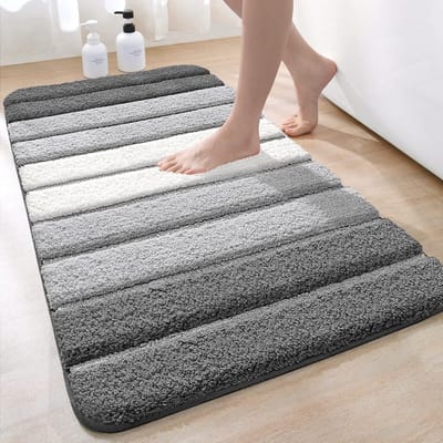 Famanu - Microvezel badmat 60 x 90 cm, waterabsorberend, antislip en machinewasbaar, grijs
