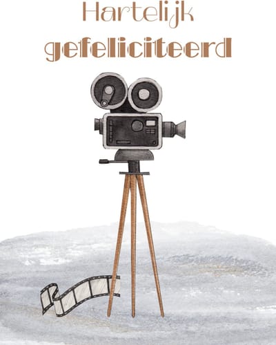 Hartelijk gefeliciteerd kaart – Enkele wenskaart met aquarel vintage camera – Origineel ontwerp – Stevig 400 grams papier – Inclusief kraft envelop – Voor verjaardag of fotograaf – FSC