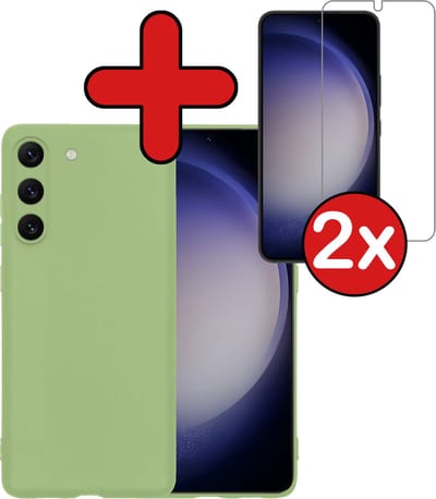 Hoesje - Met 2x Screenprotector - Geschikt voor Samsung Galaxy S23 - Sterk & Shockproof - Telefoon Hoes - Back Cover - Siliconen Case - Telefoonhoes - Groen