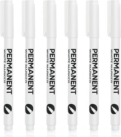 Witte lakstift 6 stuks - sneldrogend waterdicht voor metaal hout steen glas kunststof