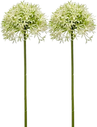 Emerald Allium/Sierui kunstbloem - 2x - losse steel - creme/groen - 62 cm - Natuurlijke uitstraling