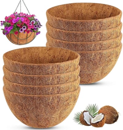 8 stuks ronde kokosvezelvoeringen voor hangende manden, 25 cm - Natuurlijke kokosvezelmat voor planten, tuin en dieren
