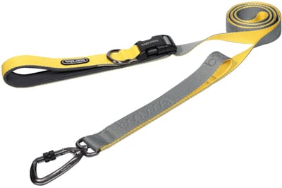 Boondog Hondenriem 2.0m - Verstelbaar - Extra Sterke Nylon Riem - Meer Controle - Comfortabele Grip - Karabijnhaak - Gray/Lemon - Maat S