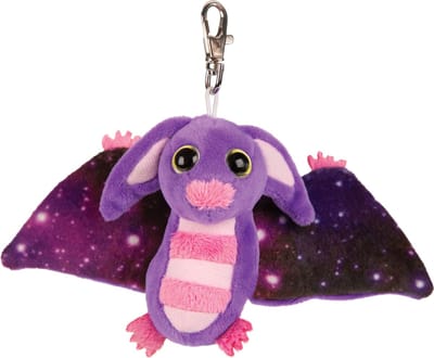 Suki Gifts Pluche knuffeldier vleermuis - paars/roze - 9 cm - sleutelhanger