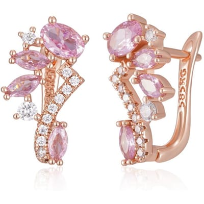Boucles d'oreilles Anglaises Zircon Naturel Rose Brillant Pour Femmes Mode Couleur Or Rose Cristal Cadeau Bijoux Fins Quotidien white