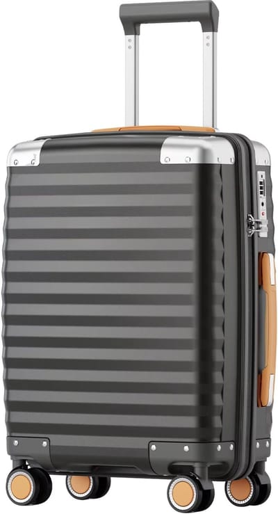 Handbagagekoffer – Voor reizigers – Duurzaam en lichtgewicht – Harde donkergrijze schaal met TSA-slot, spinnerwielen (51 cm)